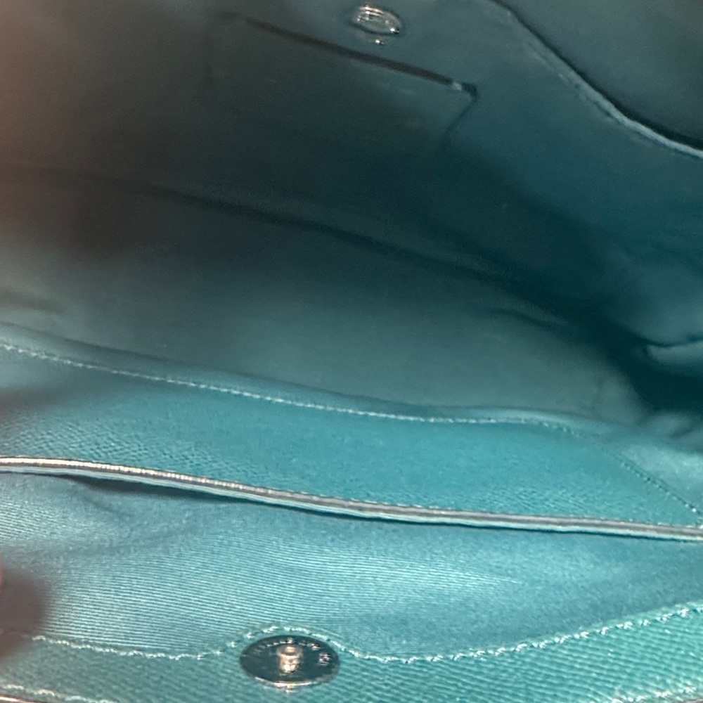Coach Teal Leather Tote Bag - Picture 8 of 14